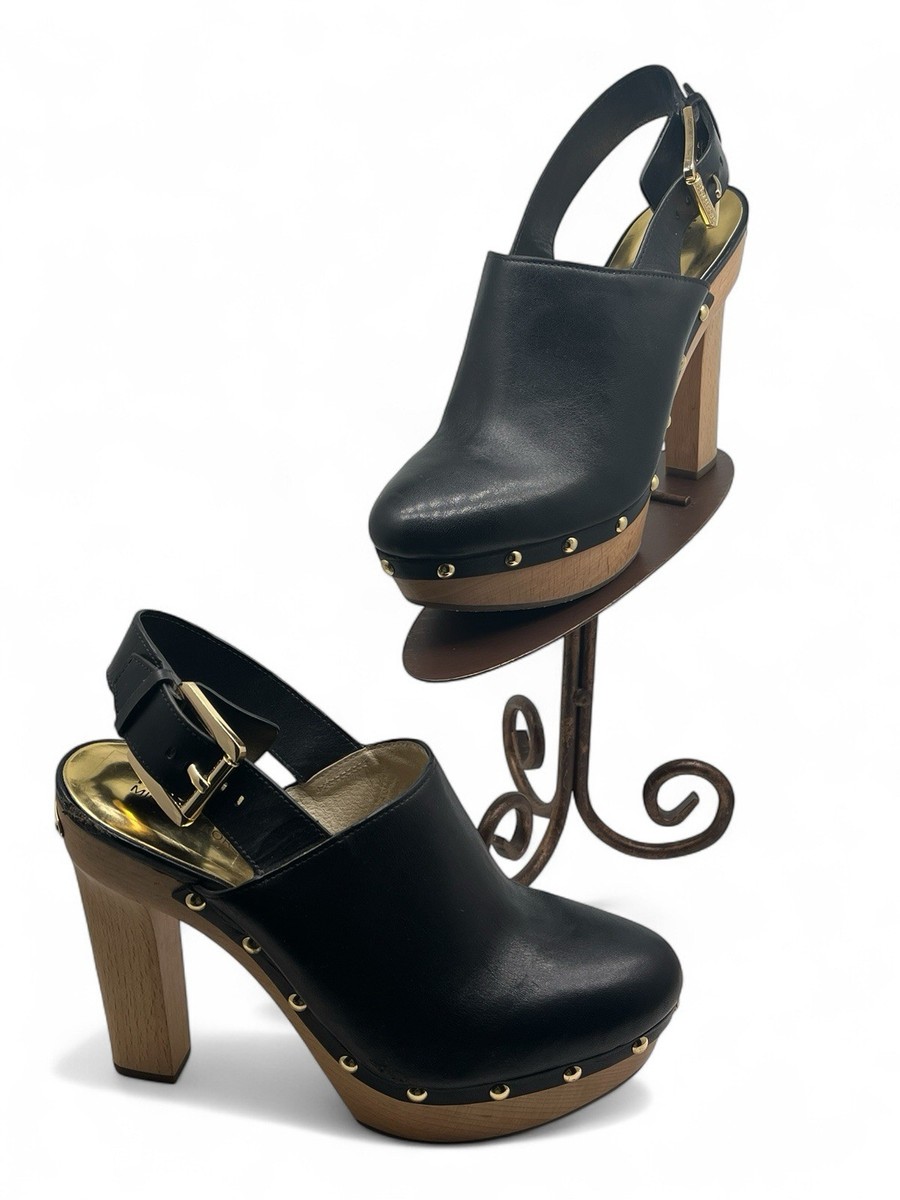 Designer Michael Kors Beatrice Black Studded Leather Slingback