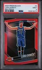 2024 PANINI PRIZM BLACK #5 LUKA DONCIC RED PRIZM - Los Angeles Lakers - PSA 9