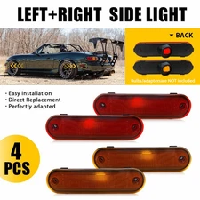 Front Rear Marker Side Lights Amber Red Set Housing For 90-05 Mazda Miata MX-5