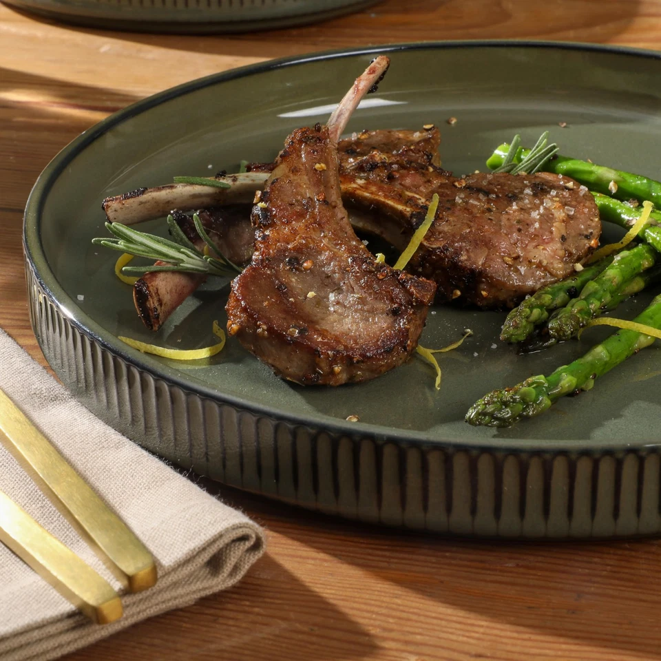 12 Piece (Service for 4) Townscape Plates and Bowls Reactive Glaze Embossed R... - Image 3 of 4