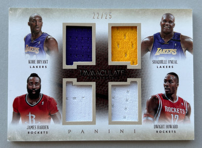 2013-14 Immaculate Kobe Bryant/Shaquille O´Neal /Harden/Howard Quad Patch 22/25