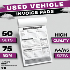 A4/A5 Used Car Vehicle Sales Invoice Receipt Pad - Buying & Selling Motor Trade