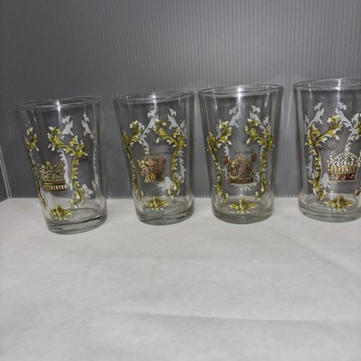 Set of 4 highball glasses with thoughtful words. 1 glass has small boo boo. S2