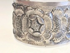 Massiver 925 Sterling Silber Armreif Armspange 3,6 cm breit verziert 36 gr Handa