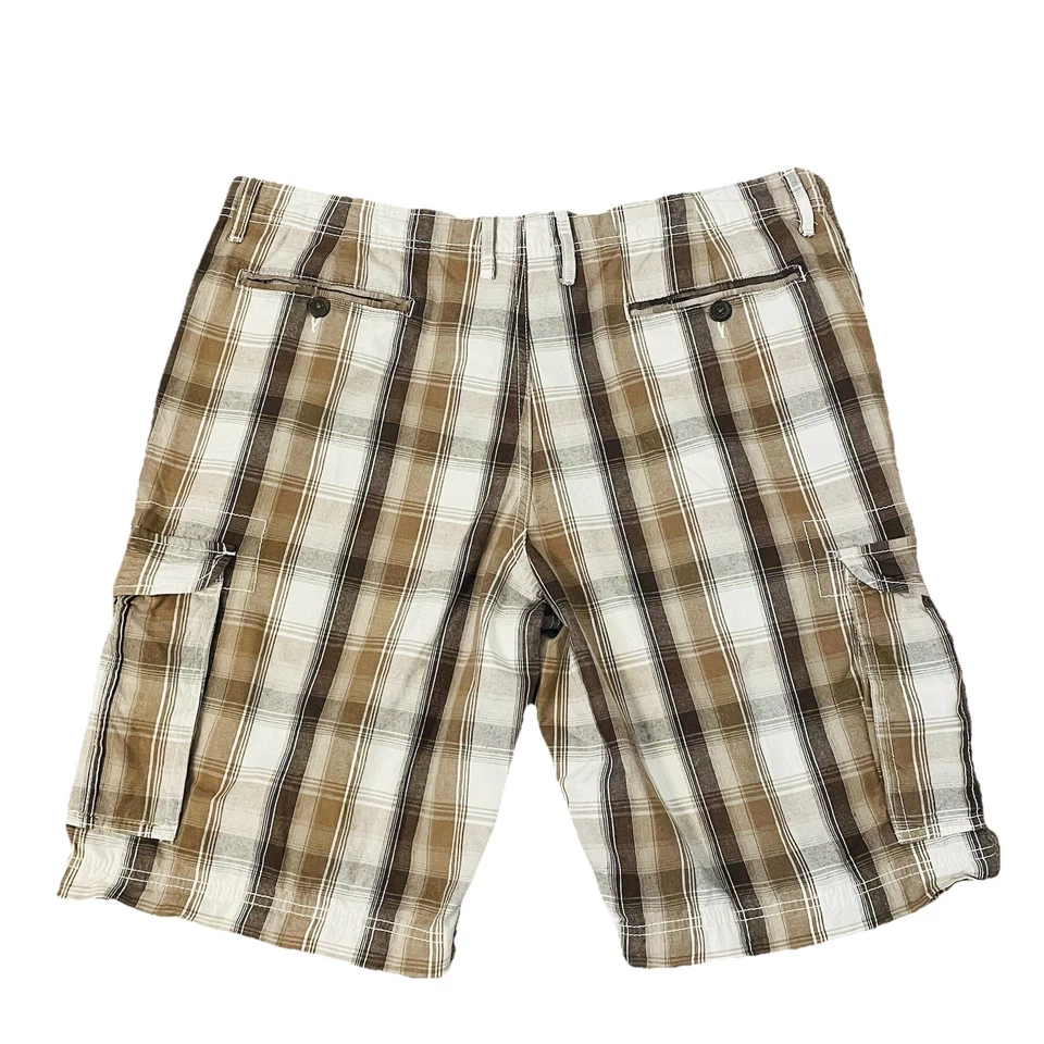 Pantalones Cortos Carga Cuadros Talla 38 W38” L11” Sin Límites Beige y Marrón Algodón Foto 2 de 4