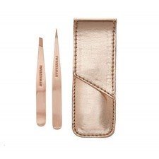 Tweezerman Rose Gold Petite Point  Slant Tweezer Set w/ Case