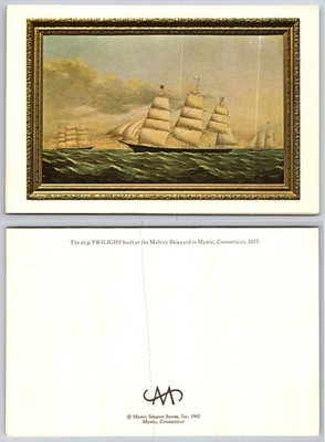 Ship TWILIGHT Mystic Seaport Postcard 1965 Mallory Shipyard Clipper Sailing