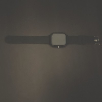 Black Smart Watch Silicone Band Rectangular Face Aluminum Case