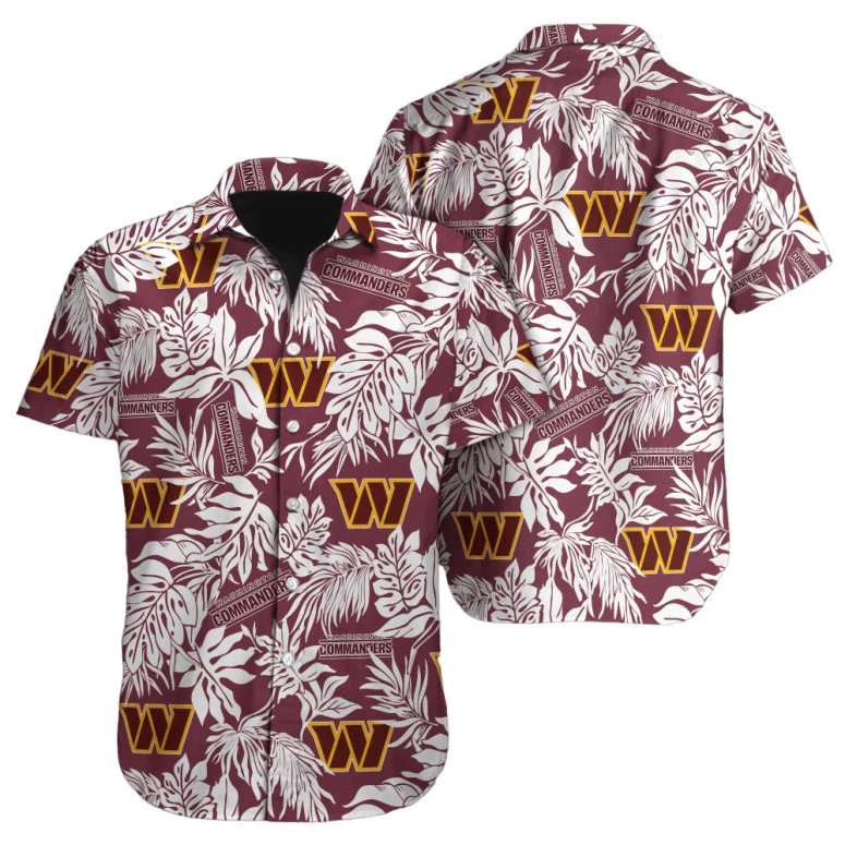 Washington Commanders Tropical Leaves Hawaiian Shirt