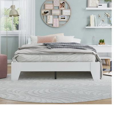 White Full Platform Bed Frame, Slats Included, No Box Spring, 78 x 56.5''