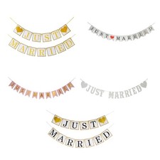 Glittering Gold Heart Wedding Banners Photo Backdrop Decor Reception Supplies