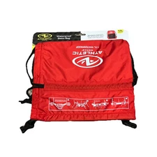 Athletic Works-Waterproof Swim Bag Backpack W/ Drawstring Red Black 17L Mesh-New