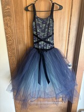 Revolution Dance Almost Midnight Green w/ Blue Velvet Tutu Ballet Costume Sz MA