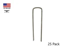 25 pack 4" Steel Staple Landscape Pin Sod Fabric Stake Fastener Anchor USA MADE