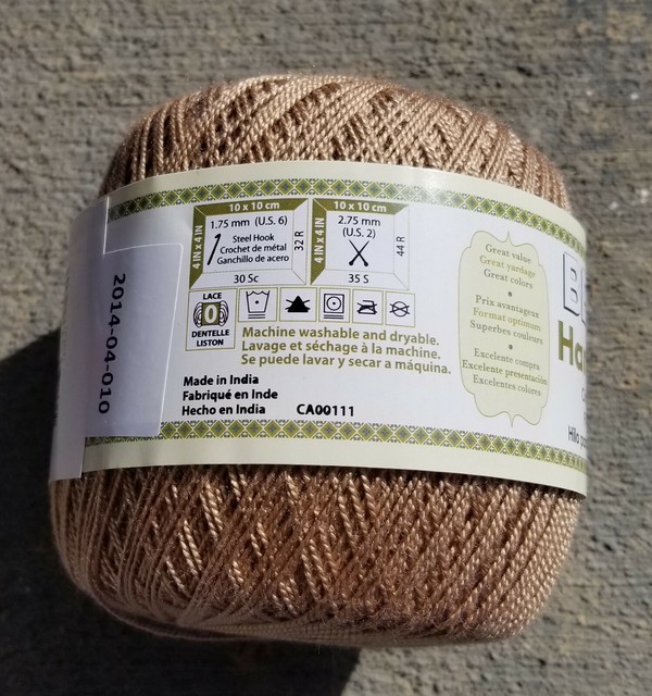 Bernat Handicrafter Crochet Thread Size 5 Warm Tan 3 Oz 371 Yards for