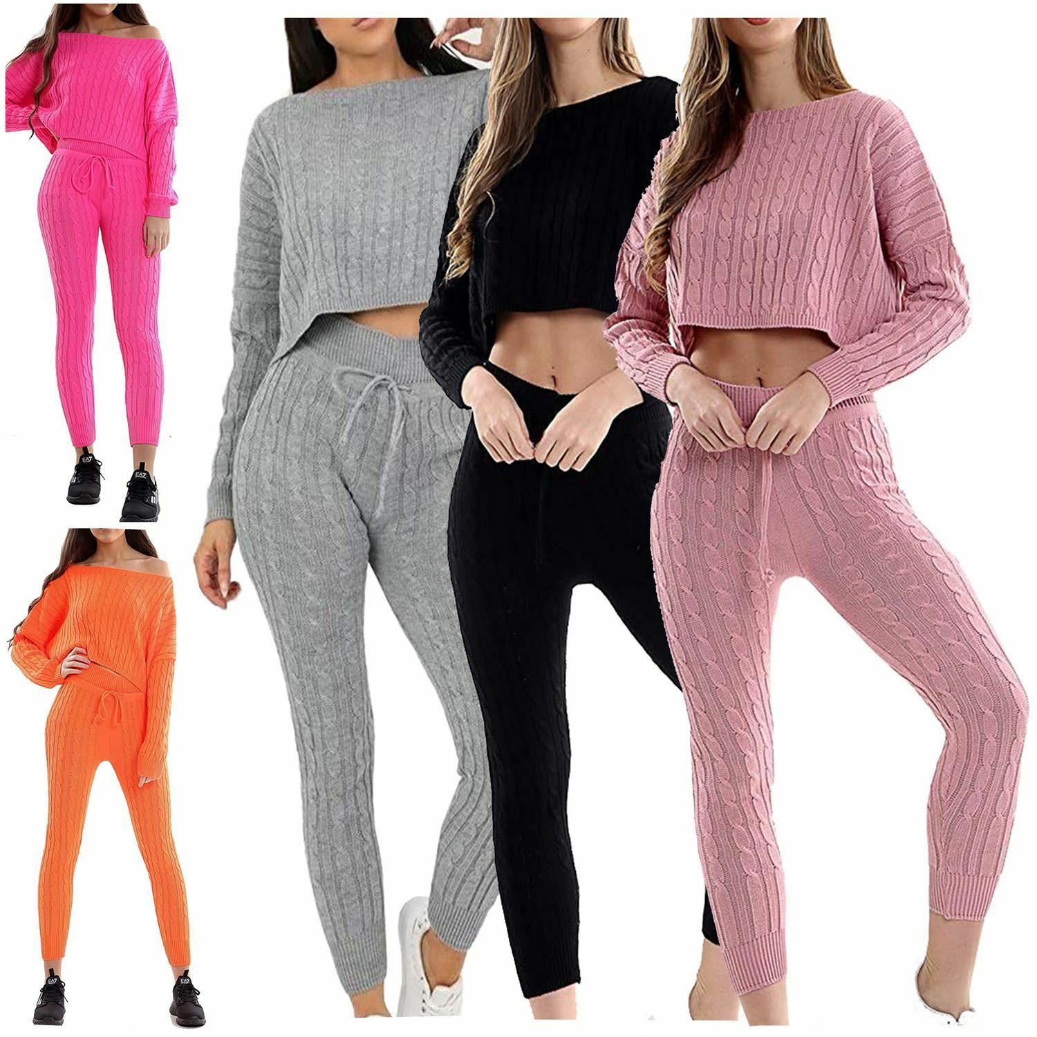 Womens Loungewear Cable Knitted Co-Ord 