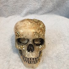 Halloween Gold Glitter Skeleton Skull Candle New See Description Photos