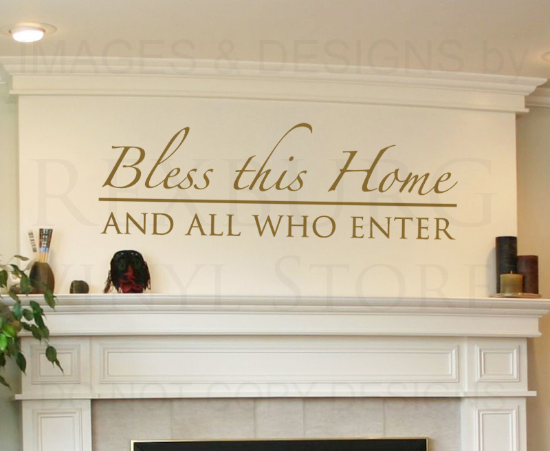 Wall Sticker Vinyl Lettering Decal - Bless This Home and All Who Enter