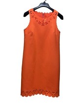 J. Crew Laser Cut Sleeveless Stretch Scalloped Hem Dress Bright Orange Size 4
