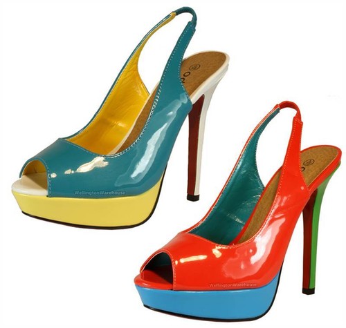 Womens Patent peeptoe slingback high 