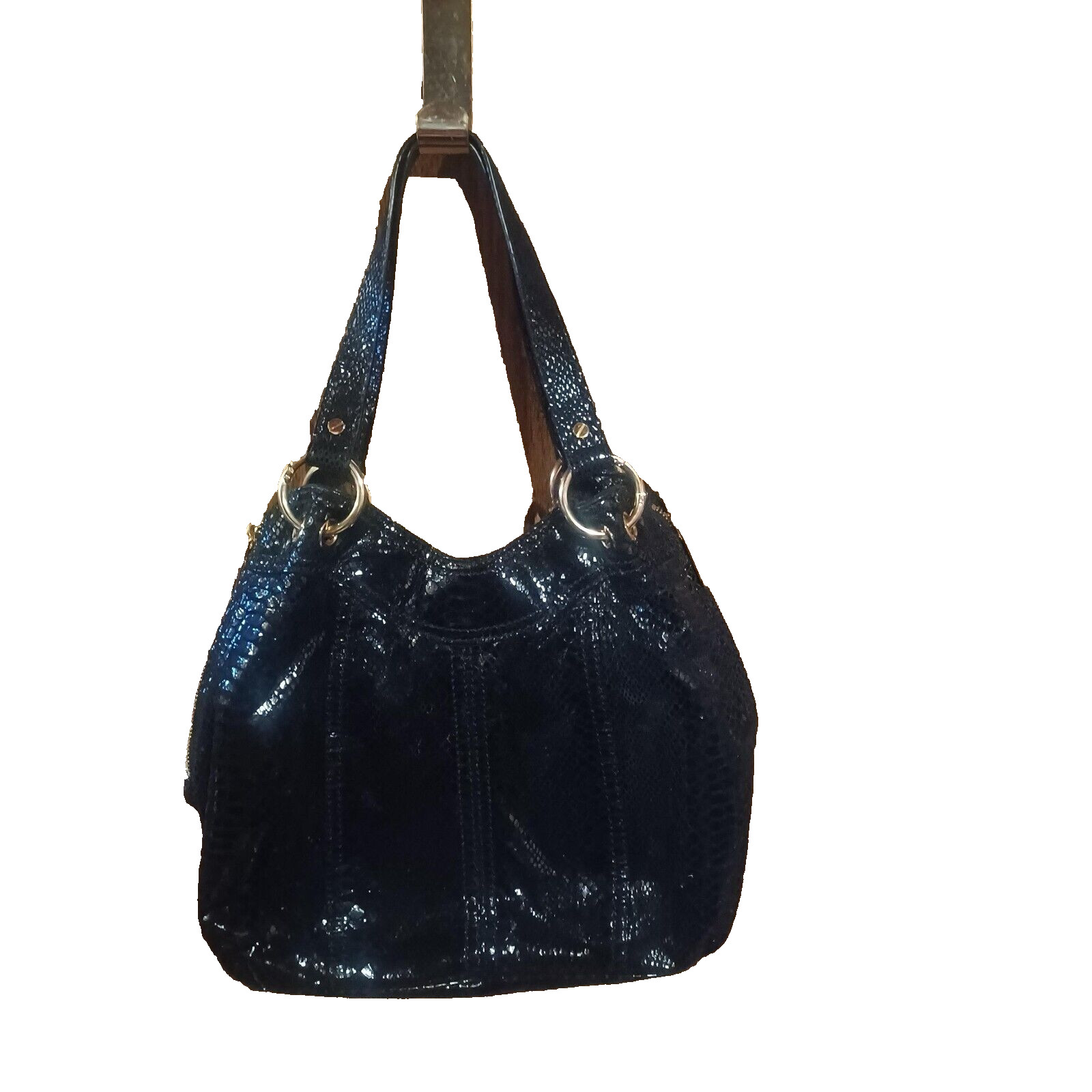 Michael Kors Moxley Black Embossed Python Leather… - image 2