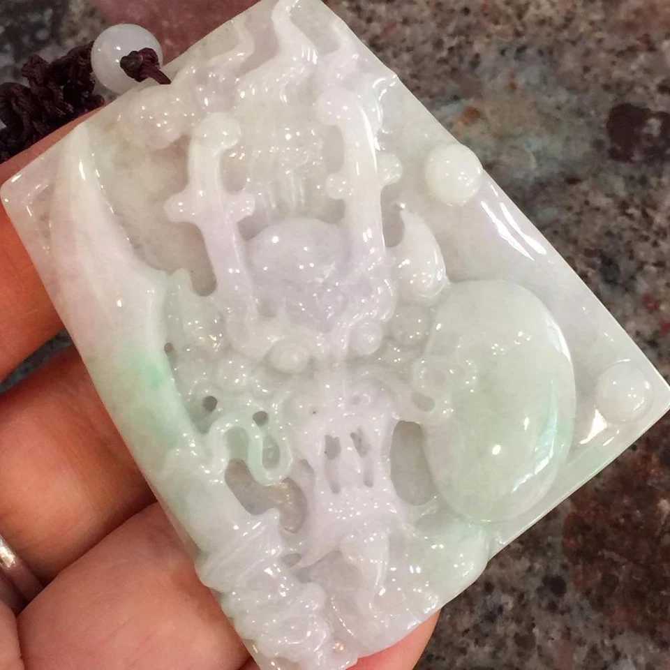 Colgante Dragón Lavanda Jadeíta Jade Helado 100% Natural Certificado Grado A #P948 Foto 3 de 4