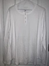 The Company Store Mens White Henley Sleep Shirt XXL Long Sleeve NWT Lightweight