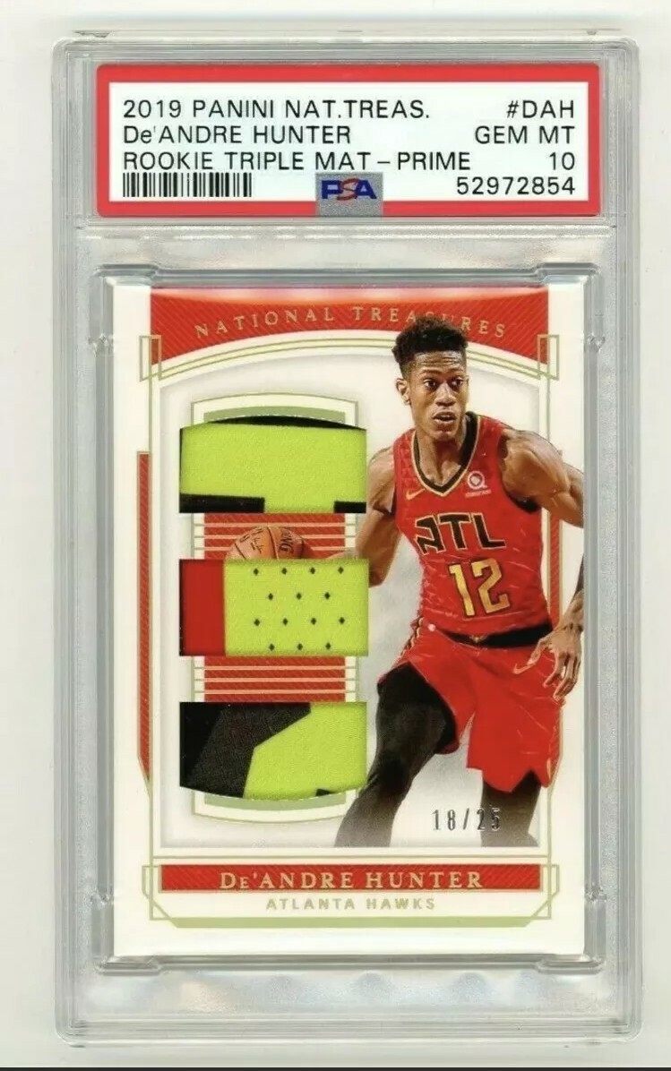 2019 National Treasures De'Andre Hunter Rookie Triple Prime /25 PSA 10 - POP 1