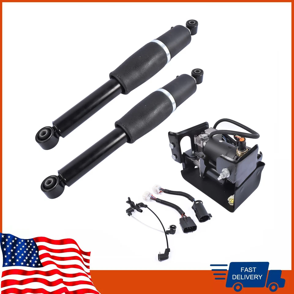 Par de amortiguadores y compresores de suspensión neumática traseros Escalade Suburban Tahoe Yukon Foto 3 de 4