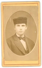 ANTIQUE CDV CIRCA 1870s HANDSOME MAN WEARING RUSSIAN COSSACK CAP UNMARKED