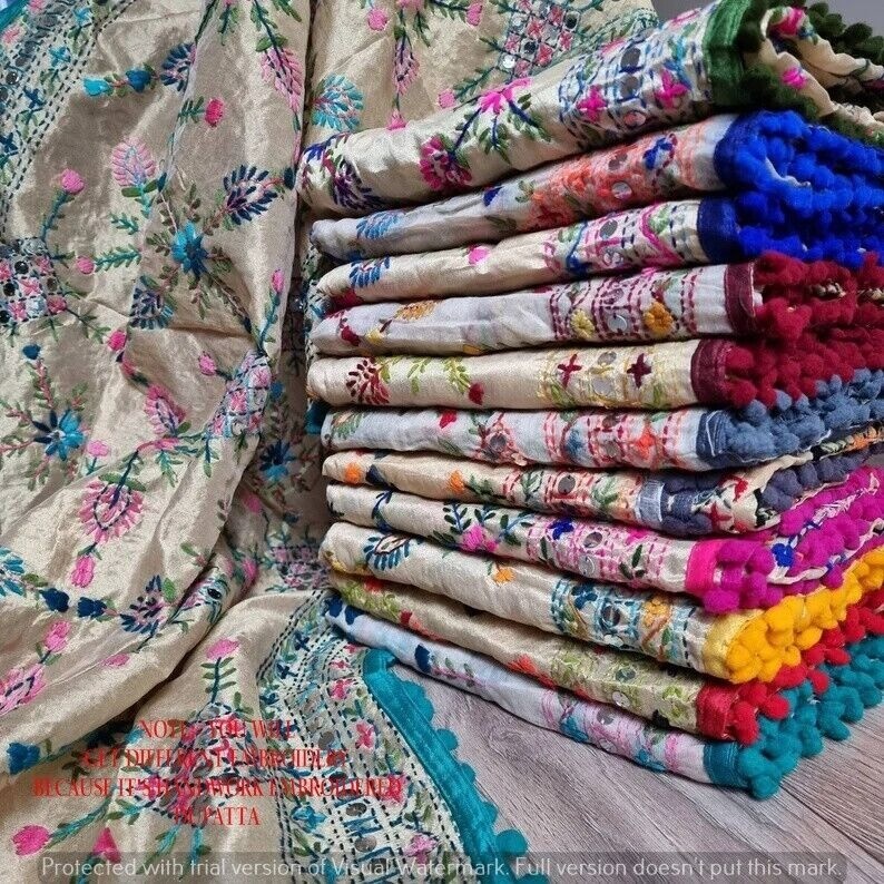 pezzi sciarpa da sposa Bollywood Punjabi ricamo indiano Phulkari
