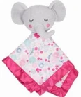 NWT Parents Choice Pink Floral Flower Grey Elephant Satin Baby Security Blanket