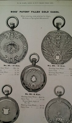 Watch Cases Gold Elgin Waltham 1881 Catalog Page Clapp Chicago Rare VHTF 137