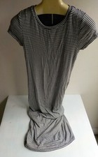 PHILOSOPHY Short Sleeved Striped T Shirt Dress Ivory/Black SZ SMALL