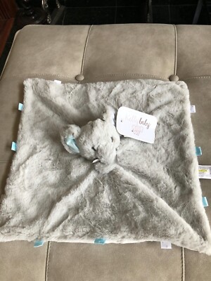 Kelly Baby Softest Gray Elephant Plush Security Blanket Rattle Silky ...
