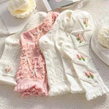 2 Pairs Lady Girl Casual Floral Crew Socks Cute Ruffle Flower Novelty Gift Socks