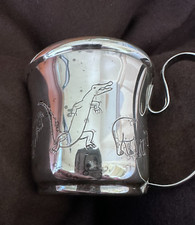 VTG Signed Napier Silverplate Baby Cup w/ Etched Zoo Animals Giraffe, Bear, Lion