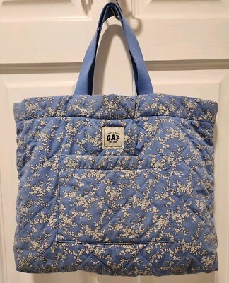 GAP Kids Quilted Cornflower Blue Floral Tote Bag with Double Handles