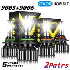 9005 9006 LED Headlights Kit Combo Bulbs 6500K High Low Beam Super White Bright