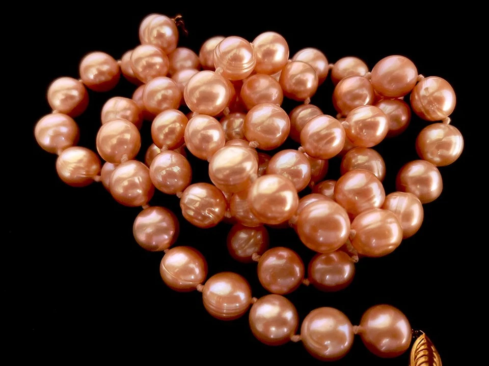 32" Fuerte Brillo Nautre Rosa Tornillo Agua Dulce Collar Oro 18K Cierre Foto 4 de 4