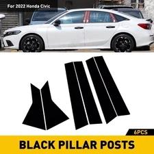 US 6Pcs Black Window BC Pillar Posts Cover Trim For Honda Civic sedan 11th 2022