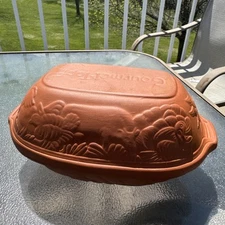 Vintage Gourmet-Topf USA Terra Cotta Baking Roaster Thanksgiving 1980