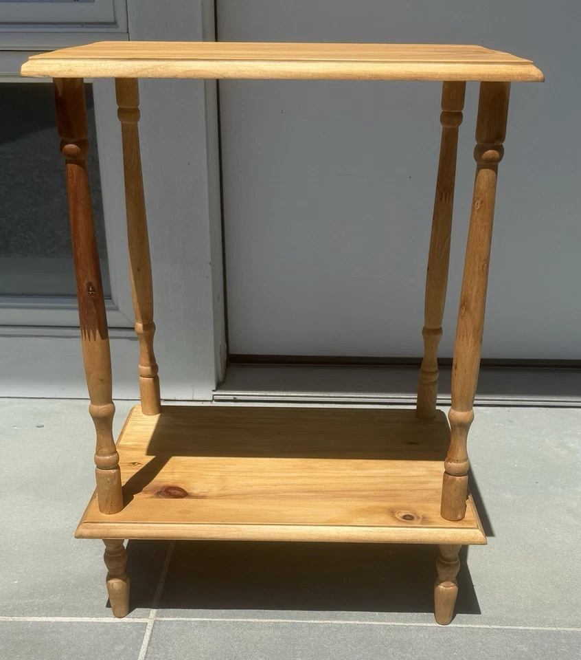 Pair of Pine Wood End Tables 11.5” x 16” x 21.5”, Simple Pine Stain - Image 3 of 4