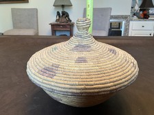 Antique Native American Yupik Alaskan Coiled Lidded Basket