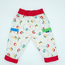Vintage OshKosh B'gosh Toddler 80's Pants Elastic Waist Red Cuffs ABC Print 18 M