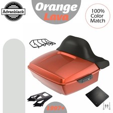 Orange Lava King Rear Trunk Pack Luggage Black Hinges & Latch For Harley 97+