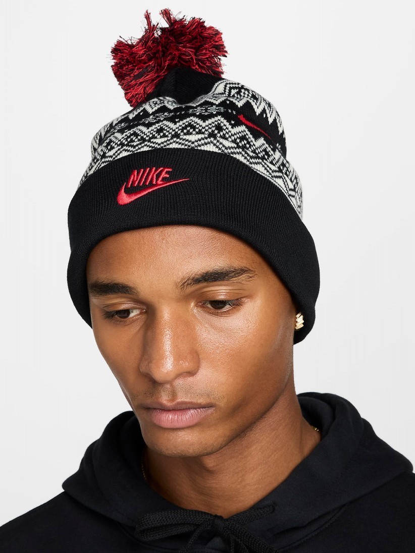 Nike Peak Fair Isle Beanie Bobble Hat - One Size Adults Unisex - HF0188 010