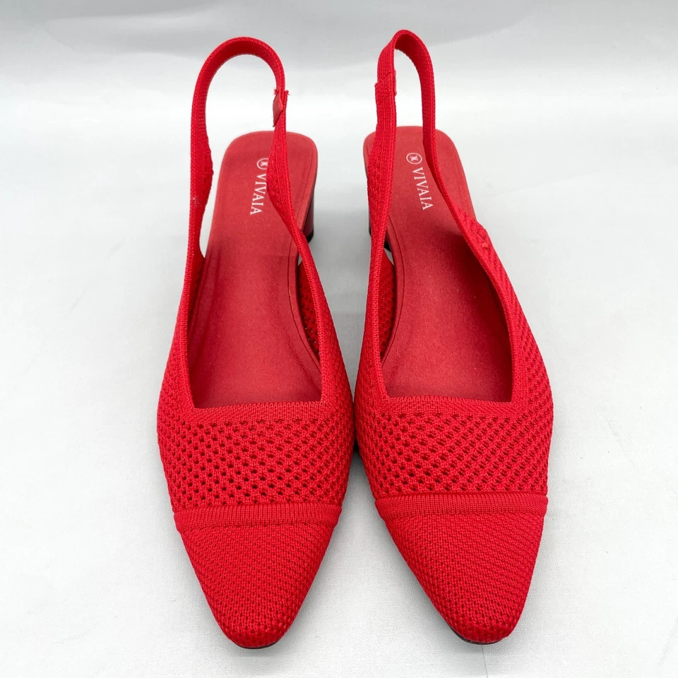 VIVAIA Feminino 41 10 Leah Pro Sandálias Sapatos Malha Vermelha Salto Apontado - Imagem 3 de 4