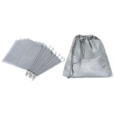 15.7 Inch Non-Woven Fabric Handbag Dust Cover, 10 Pack Drawstring Bag, Gray