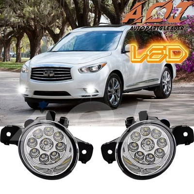 Pair White Bumper LED Fogs Driving Lamps For INFINITI QX60 2014-2015